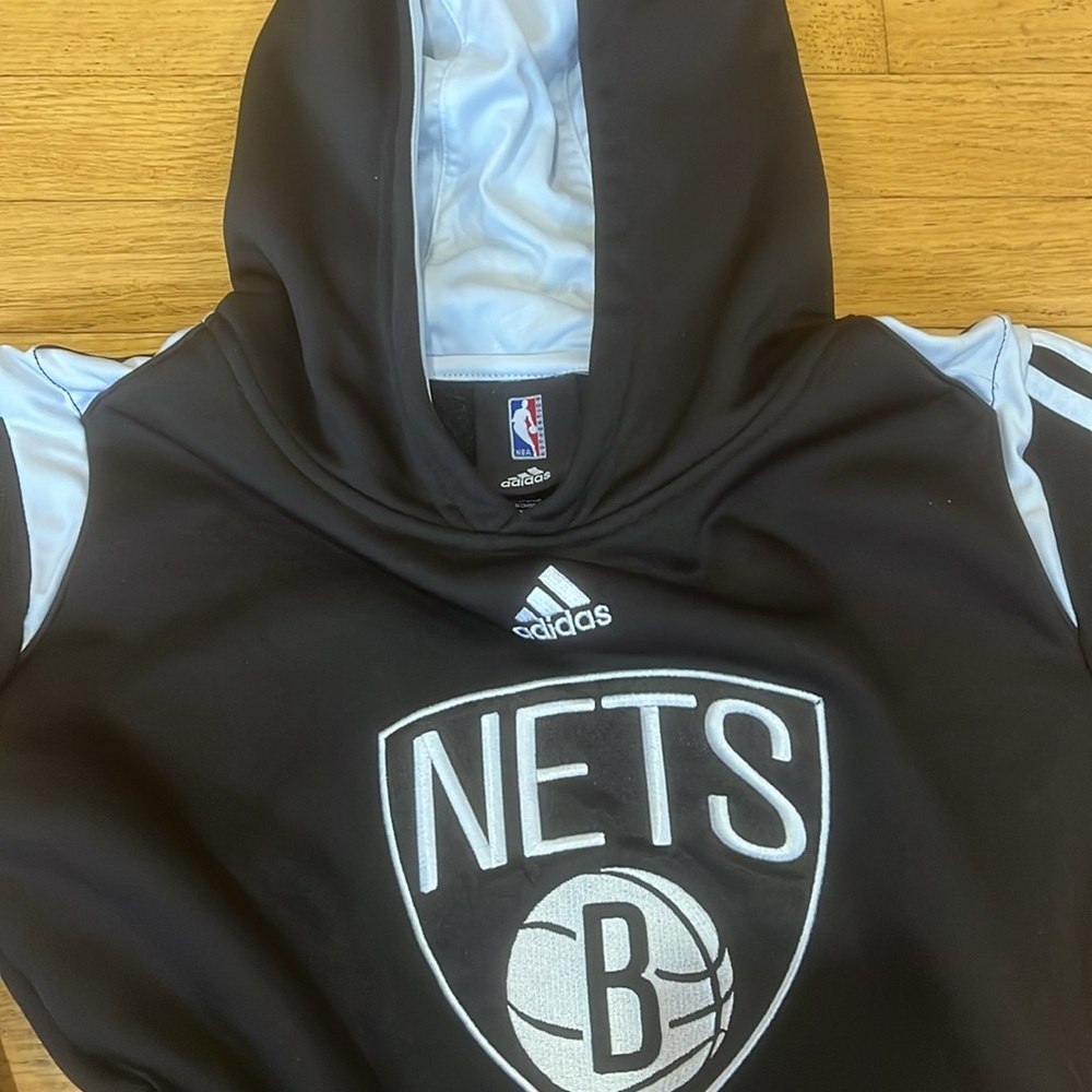 Adidas Nets Black and White Kids Hoodie Size 10/12 - Picture 4 of 5